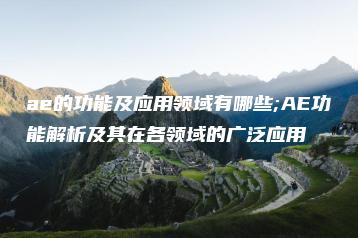 ae的功能及应用领域有哪些;AE功能解析及其在各领域的广泛应用 | ae插件合集