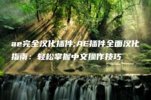 ae完全汉化插件;AE插件全面汉化指南：轻松掌握中文操作技巧 | ae插件合集