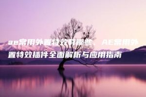 ae常用外置特效有哪些、AE常用外置特效插件全面解析与应用指南 | ae插件合集