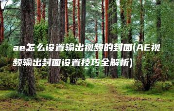 ae怎么设置输出视频的封面(AE视频输出封面设置技巧全解析) | ae插件合集