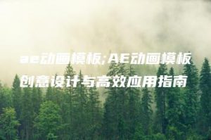 ae动画模板;AE动画模板创意设计与高效应用指南 | ae插件合集