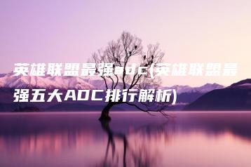 英雄联盟最强adc(英雄联盟最强五大ADC排行解析) | ae插件合集