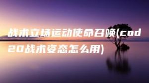 战术立场运动使命召唤(cod20战术姿态怎么用) | ae插件合集