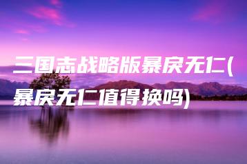 三国志战略版暴戾无仁(暴戾无仁值得换吗) | ae插件合集