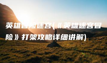 英雄冒险迷宫(《英雄迷宫冒险》打架攻略详细讲解) | ae插件合集