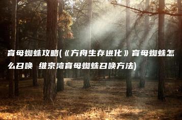 育母蜘蛛攻略(《方舟生存进化》育母蜘蛛怎么召唤 维京湾育母蜘蛛召唤方法) | ae插件合集