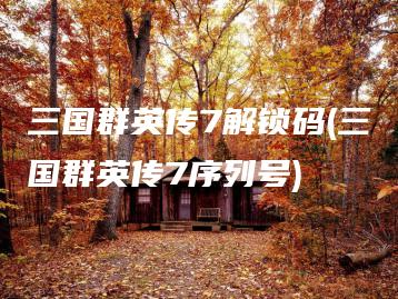 三国群英传7解锁码(三国群英传7序列号) | ae插件合集