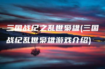 三国战纪之乱世枭雄(三国战纪乱世枭雄游戏介绍) | ae插件合集