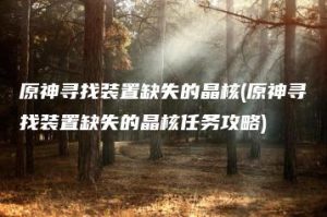 原神寻找装置缺失的晶核(原神寻找装置缺失的晶核任务攻略) | ae插件合集