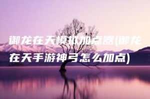 御龙在天模拟加点器(御龙在天手游神弓怎么加点) | ae插件合集