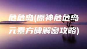 危危岛(原神危危岛元素方碑解密攻略) | ae插件合集