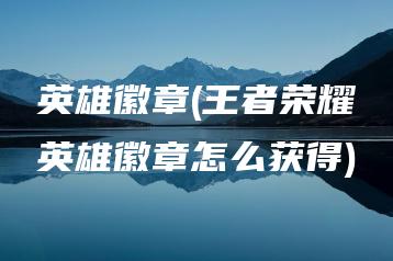 英雄徽章(王者荣耀英雄徽章怎么获得) | ae插件合集