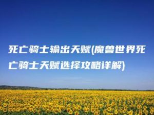 死亡骑士输出天赋(魔兽世界死亡骑士天赋选择攻略详解) | ae插件合集