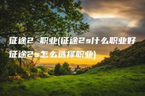 征途2 职业(征途2s什么职业好征途2s怎么选择职业) | ae插件合集