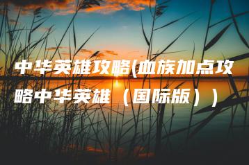 中华英雄攻略(血族加点攻略中华英雄（国际版）) | ae插件合集