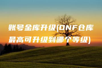 账号金库升级(DNF仓库最高可升级到哪个等级) | ae插件合集