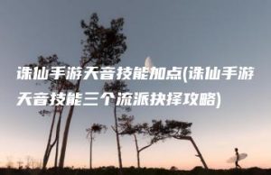 诛仙手游天音技能加点(诛仙手游天音技能三个流派抉择攻略) | ae插件合集