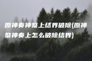 原神奏神祭上结界破除(原神祭神奏上怎么破除结界) | ae插件合集