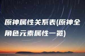 原神属性关系表(原神全角色元素属性一览) | ae插件合集