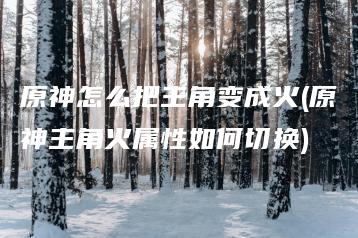 原神怎么把主角变成火(原神主角火属性如何切换) | ae插件合集
