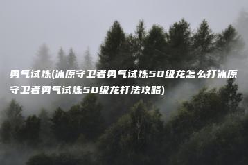 勇气试炼(冰原守卫者勇气试炼50级龙怎么打冰原守卫者勇气试炼50级龙打法攻略) | ae插件合集