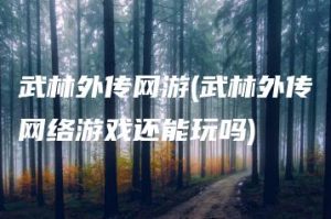 武林外传网游(武林外传网络游戏还能玩吗) | ae插件合集