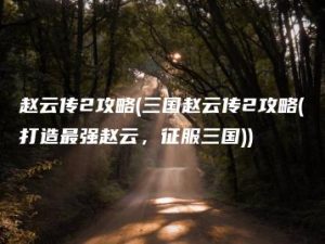 赵云传2攻略(三国赵云传2攻略(打造最强赵云，征服三国)) | ae插件合集