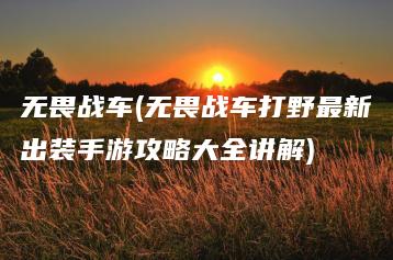 无畏战车(无畏战车打野最新出装手游攻略大全讲解) | ae插件合集
