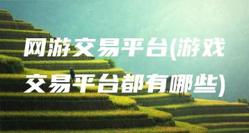 网游交易平台(游戏交易平台都有哪些) | ae插件合集