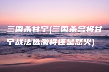 三国杀甘宁(三国杀名将甘宁战法选激将还是怒火) | ae插件合集