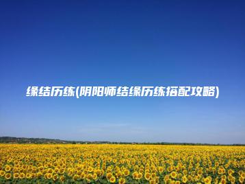 缘结历练(阴阳师结缘历练搭配攻略) | ae插件合集