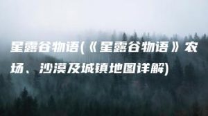 星露谷物语(《星露谷物语》农场、沙漠及城镇地图详解) | ae插件合集