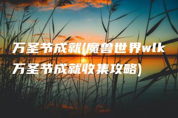 万圣节成就(魔兽世界wlk万圣节成就收集攻略) | ae插件合集