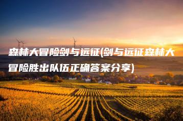 森林大冒险剑与远征(剑与远征森林大冒险胜出队伍正确答案分享) | ae插件合集