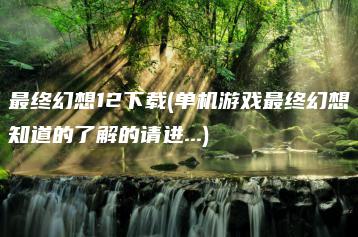 最终幻想12下载(单机游戏最终幻想知道的了解的请进…) | ae插件合集