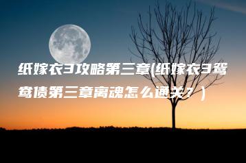 纸嫁衣3攻略第三章(纸嫁衣3鸳鸯债第三章离魂怎么通关？) | ae插件合集