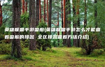 英雄联盟手游国服(英雄联盟手游怎么才能查看国服的排名 全区排名查看方法介绍) | ae插件合集