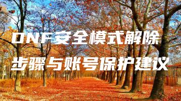 DNF安全模式解除步骤与账号保护建议 | ae插件合集