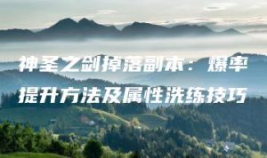 神圣之剑掉落副本：爆率提升方法及属性洗练技巧 | ae插件合集