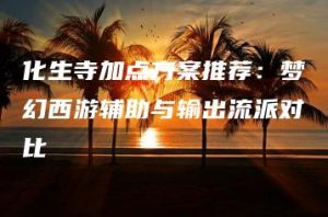 化生寺加点方案推荐：梦幻西游辅助与输出流派对比 | ae插件合集