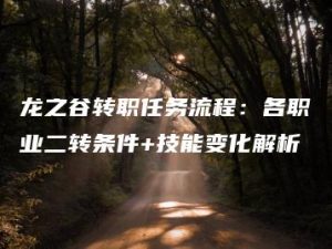 龙之谷转职任务流程：各职业二转条件+技能变化解析 | ae插件合集