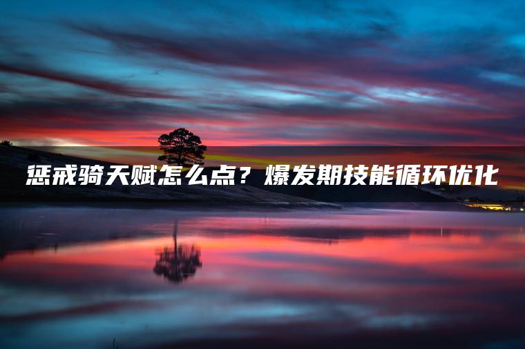 惩戒骑天赋怎么点？爆发期技能循环优化