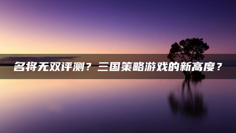 名将无双评测？三国策略游戏的新高度？ | ae插件合集