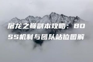 屠龙之巅副本攻略：BOSS机制与团队站位图解 | ae插件合集