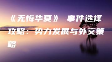 《无悔华夏》 事件选择攻略：势力发展与外交策略 | ae插件合集