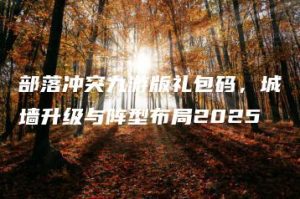 部落冲突九游版礼包码，城墙升级与阵型布局2025 | ae插件合集