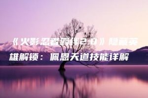 《火影忍者羁绊2.0》隐藏英雄解锁：佩恩天道技能详解 | ae插件合集