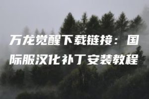 万龙觉醒下载链接：国际服汉化补丁安装教程 | ae插件合集