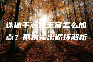 诛仙手游鬼王宗怎么加点？副本输出循环解析 | ae插件合集