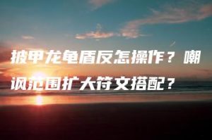 披甲龙龟盾反怎操作？嘲讽范围扩大符文搭配？ | ae插件合集